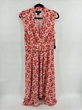 Perceptions New York Coral and White Floral High-Low Dress